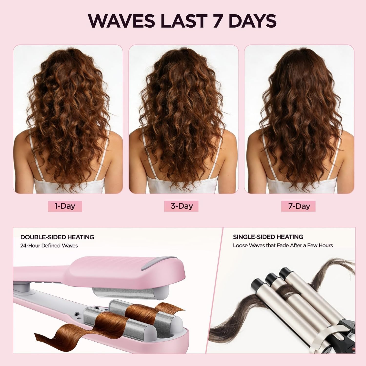 BABONIR Automatic Curling Iron with 500 Million Ionic, 1.25” Ceramic, Pink