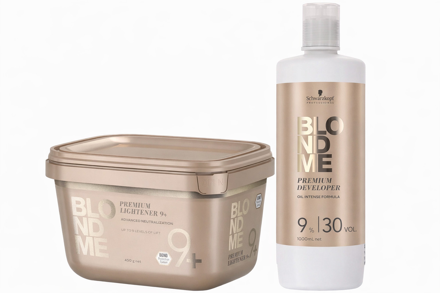 Schwarzkopf DUO BLONDME Lightener 9 Bleach and Developer 9% 33.8 oz SET