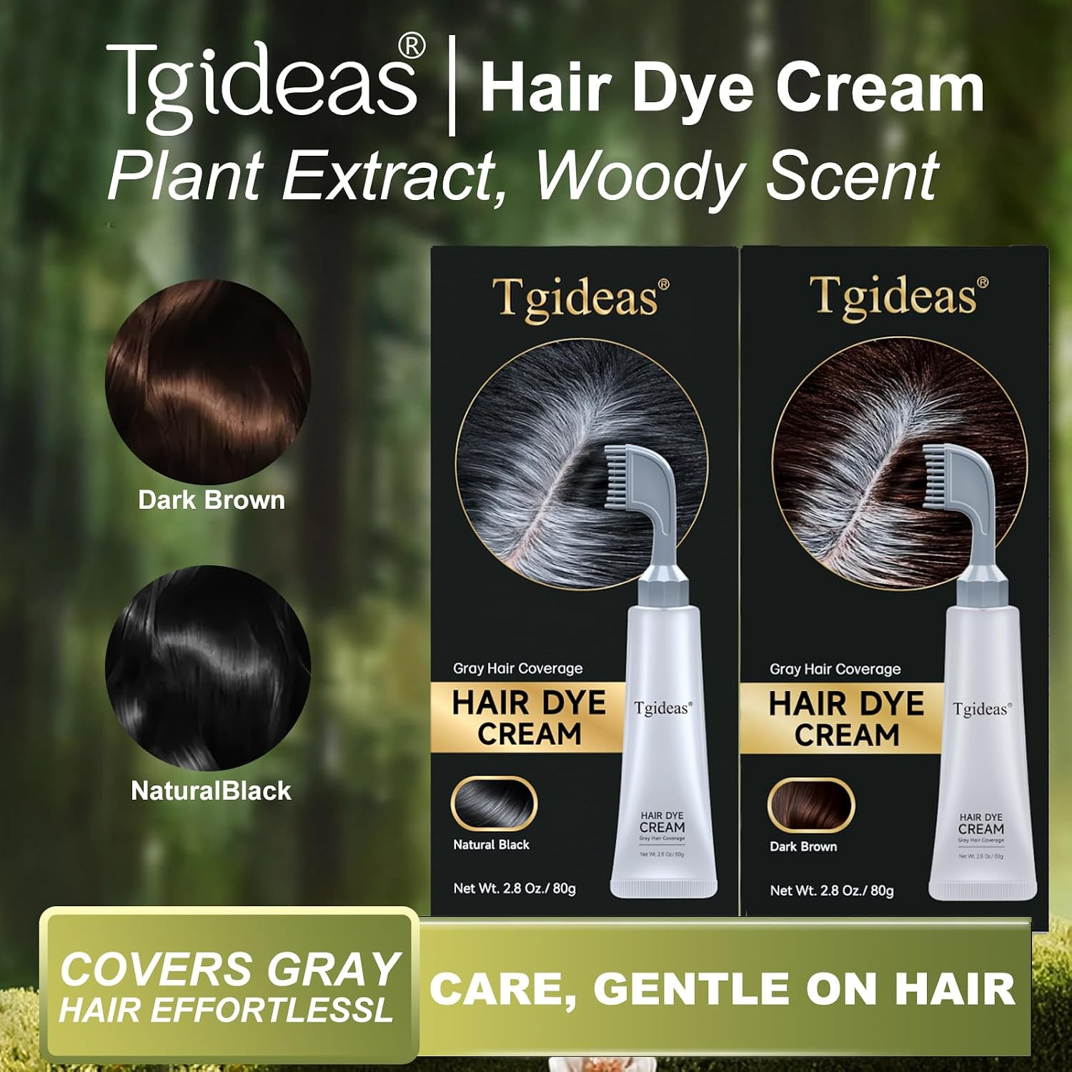 Hair Dye Comb Root Touch Up, Ammonia Free Gray Coverage, Black | Natural Plant E