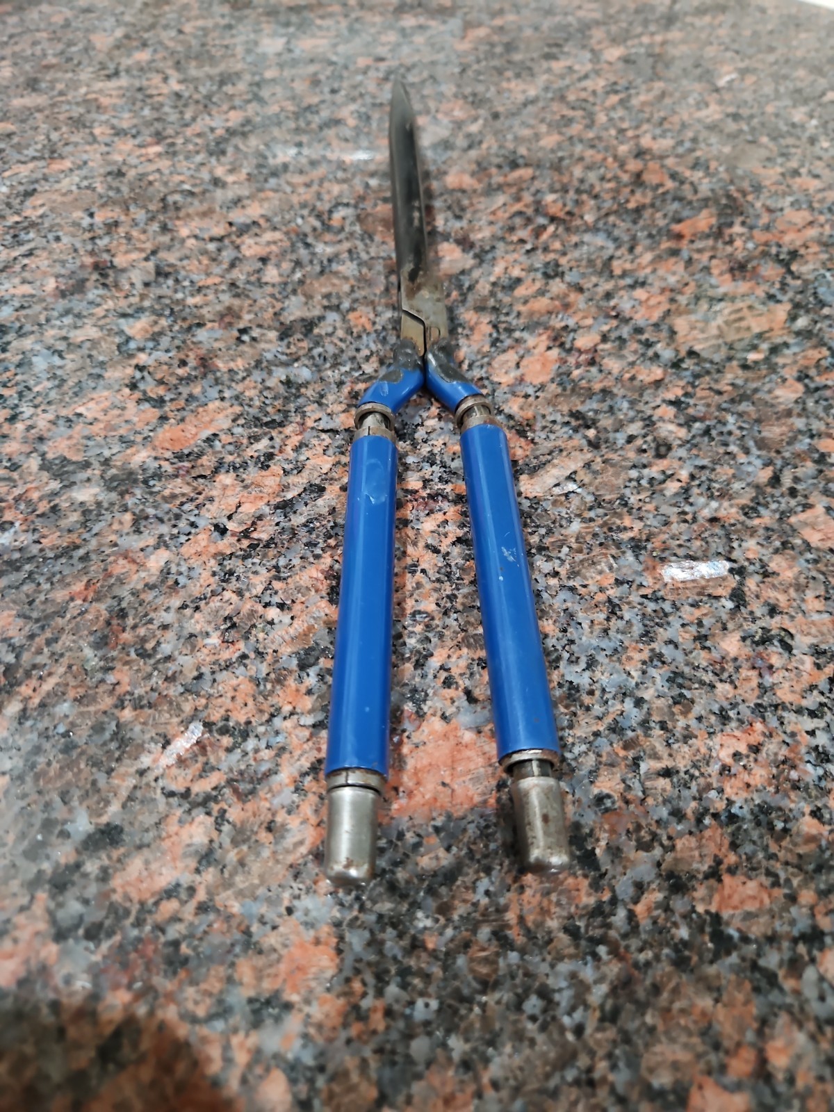 Solingen VTG Antique Metal Hair Curling Iron Blue Salon Hair Stylist Germany
