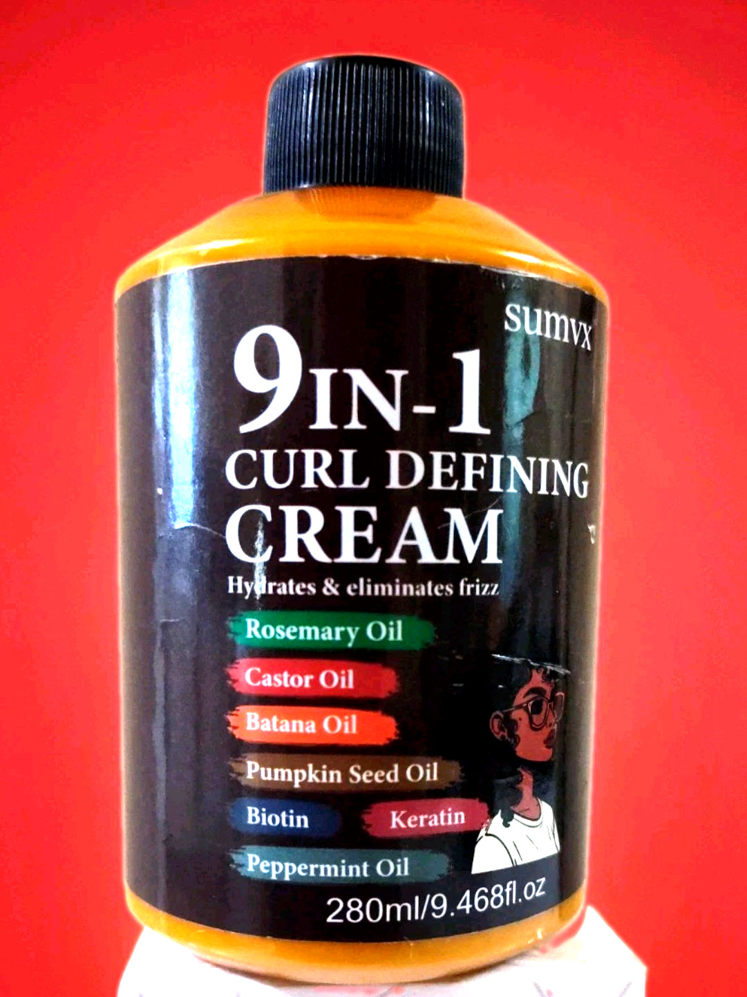 Sumvx 9-in-1 Curl Defining Cream Moisturizing Adult Unisex Styling Cream 9.5 0z
