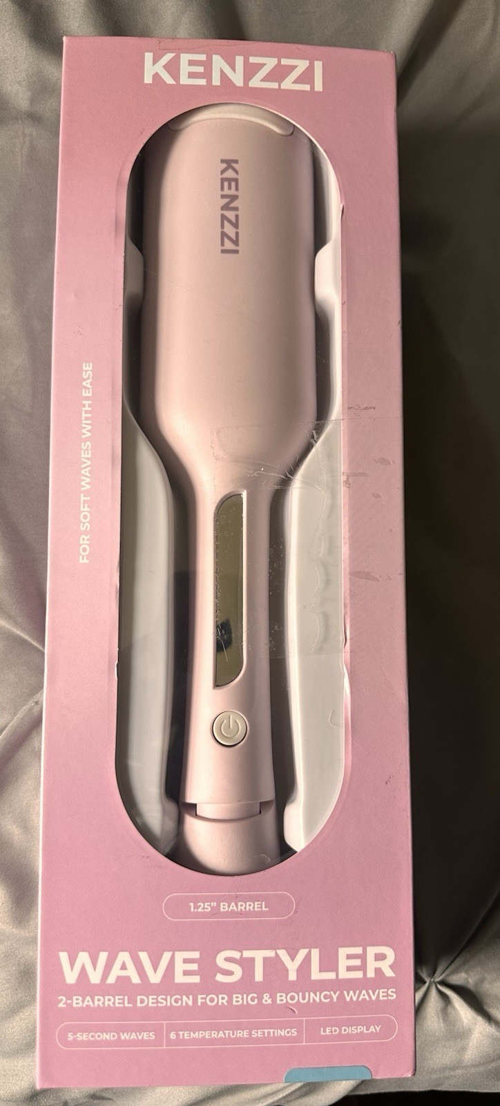 KENZZI Wave Styler 2-Barrel Hair Waver, 1.25 in, Pink