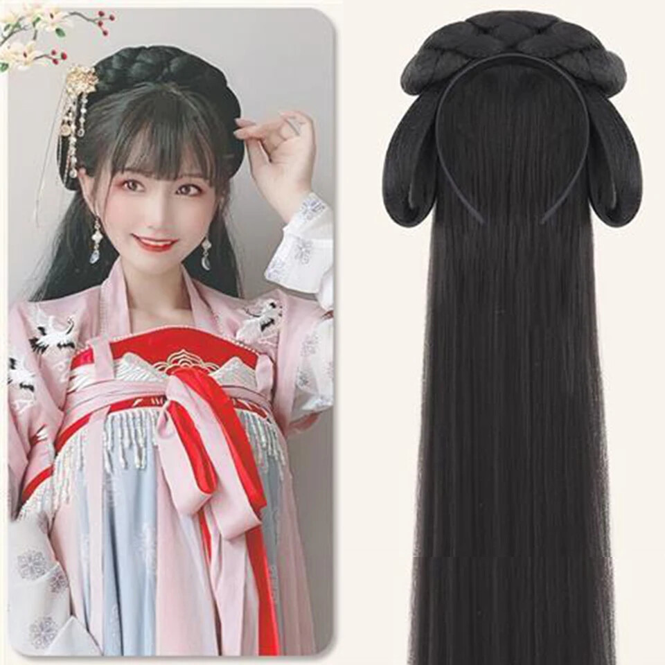 Chinese Ancient Wig Women Hanfu Wigs Headdress Photography Dance Accessory