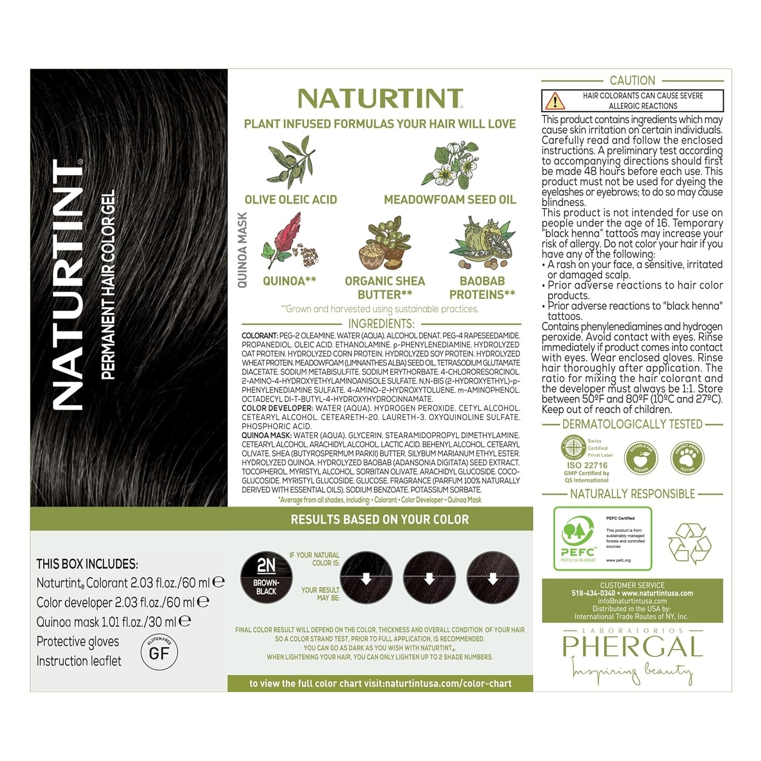 Naturtint 2N Brown Black Hair Dye 6pk – USDA BioPreferred, Ammonia-Free,