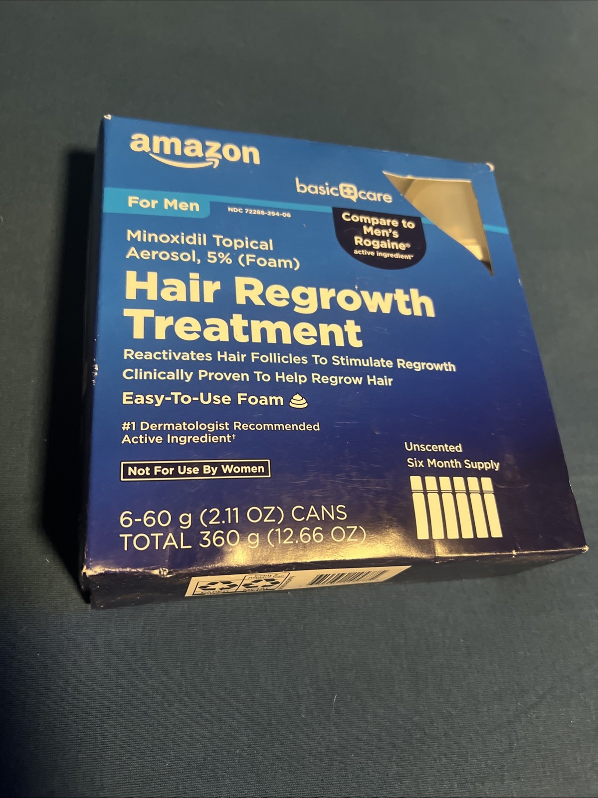 Amazon Basic Care Minoxidil 5% Men Hair Regrowth Solution – 6 Bottles Exp 10/26