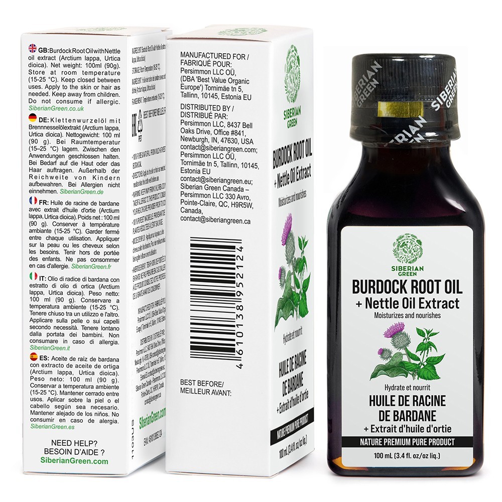 Siberian Burdock Root Oil with Nettle Oil Extract – 100ml | Natural Hair & Scalp