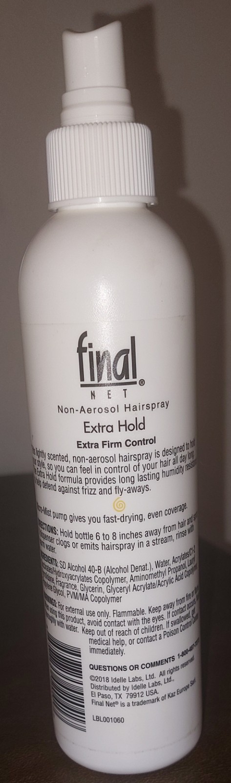 1 Final Net Non-Aerosol Hairspray Extra Hold, 12 FL Oz, Brand New – Free Ship