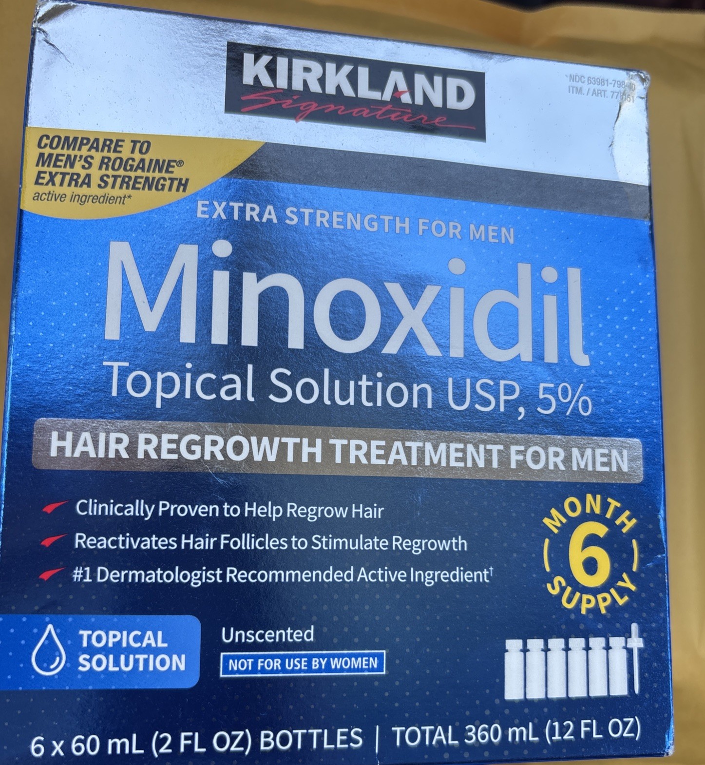 Kirkland Minoxidil 5% Extra Strength Men Hair Regrowth Solution Exp 12/26