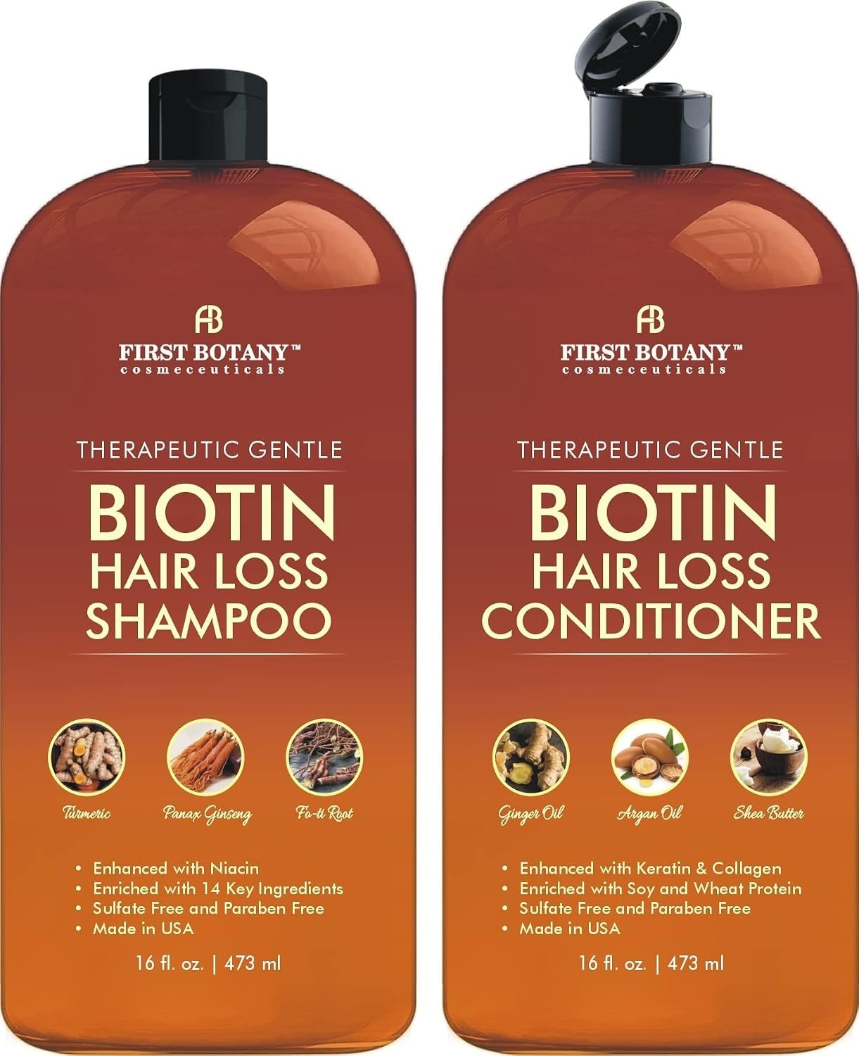 Hair Growth Shampoo & Conditioner Set with DHT Blockers, Sulfate-Free