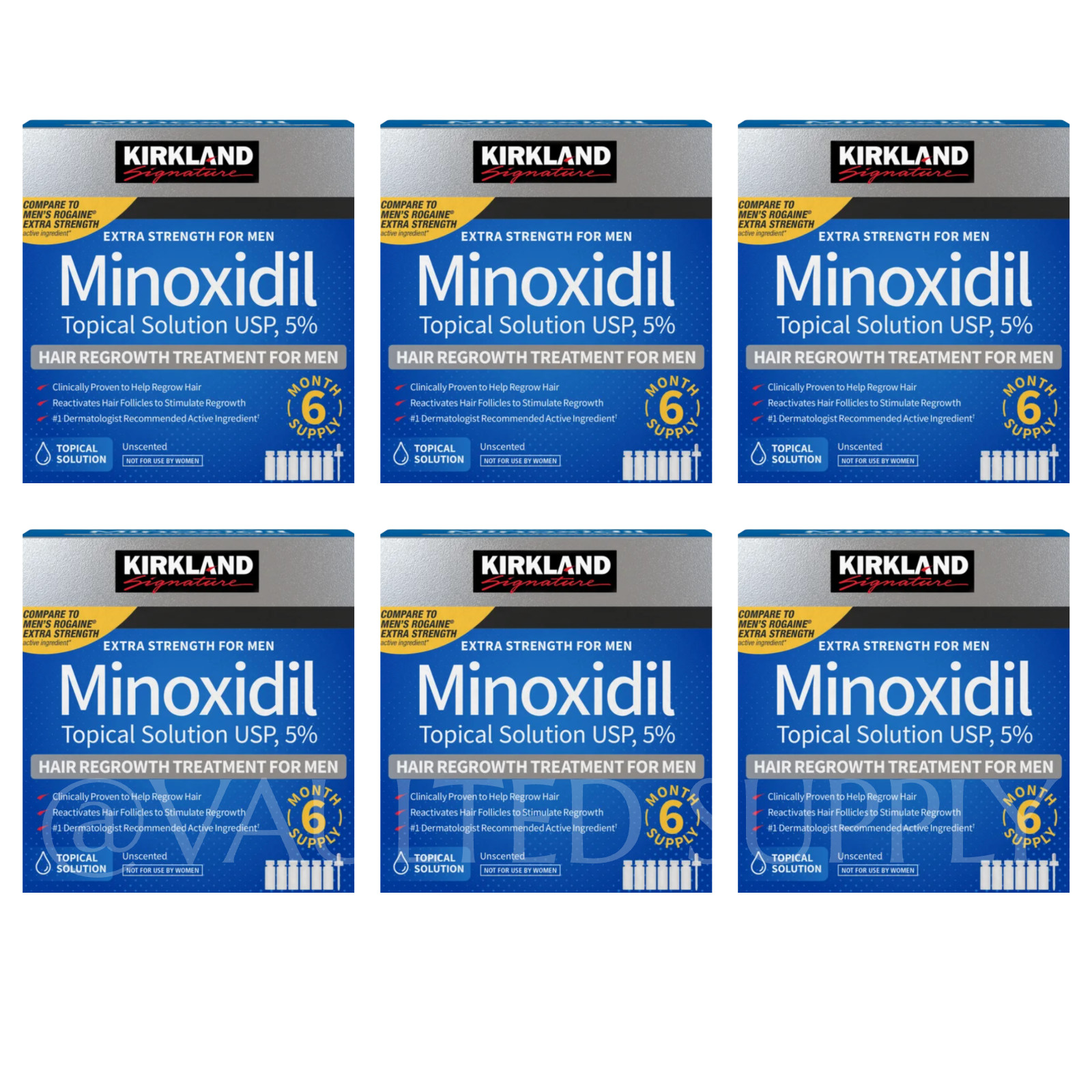 Kirkland Signature Minoxidil 5% Extra Strength for Men Hair Regrowth 6 Boxes