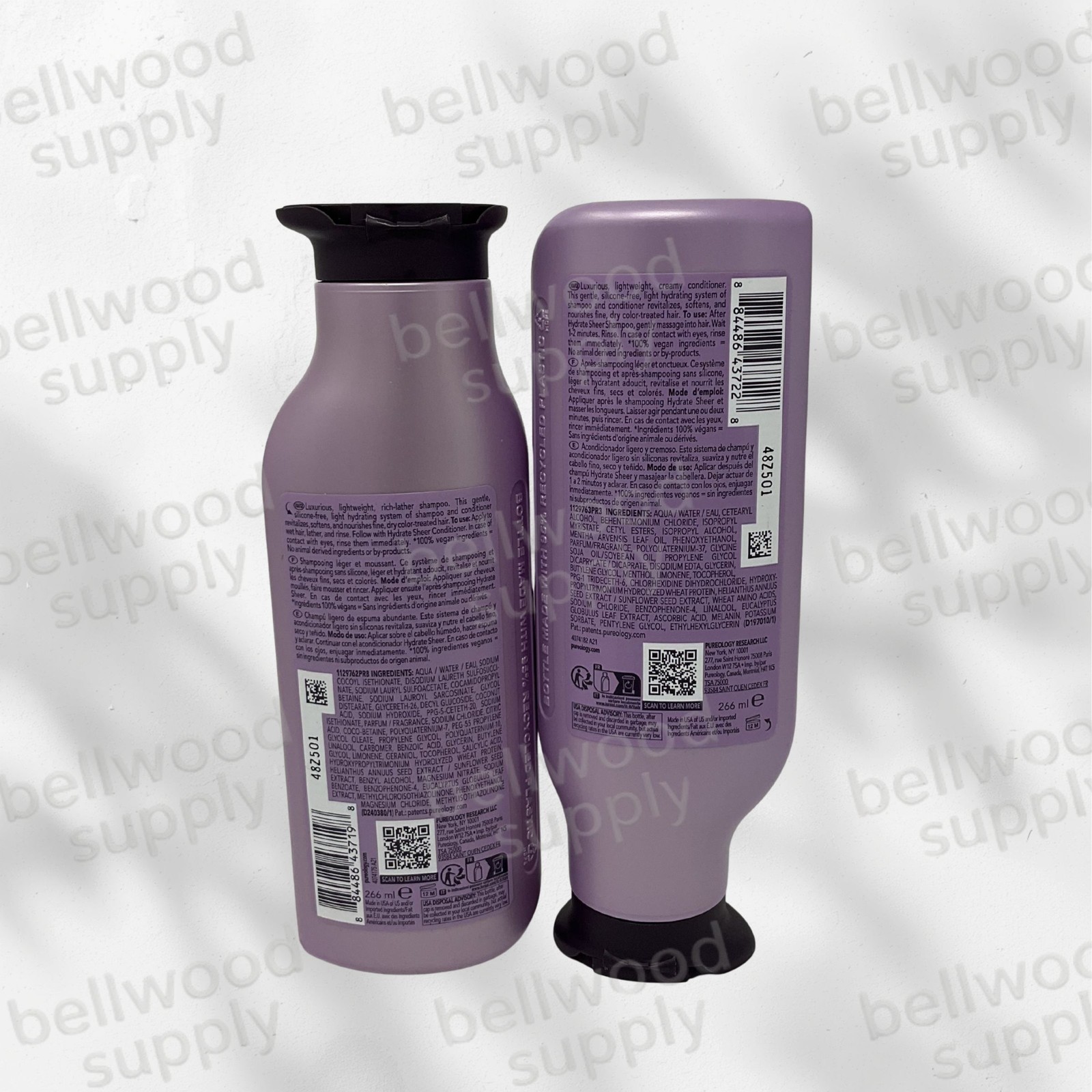 Pureology Hydrate SHEER Shampoo & Conditioner Duo Set 9 oz Fresh