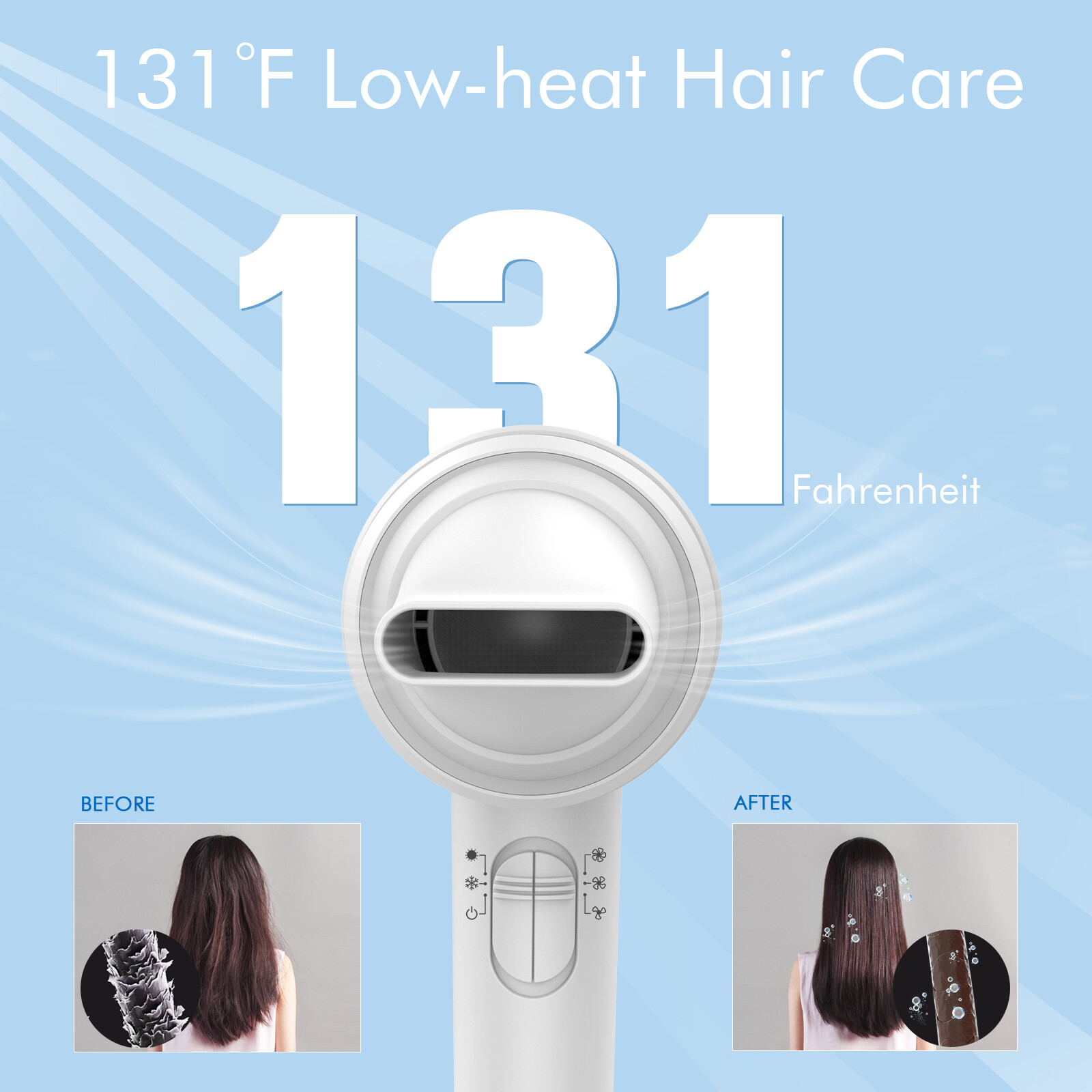 Lylux Cordless Hair Dryer, Low-Heat Blow Dryer with 110, 000 RPM Brushless Motor