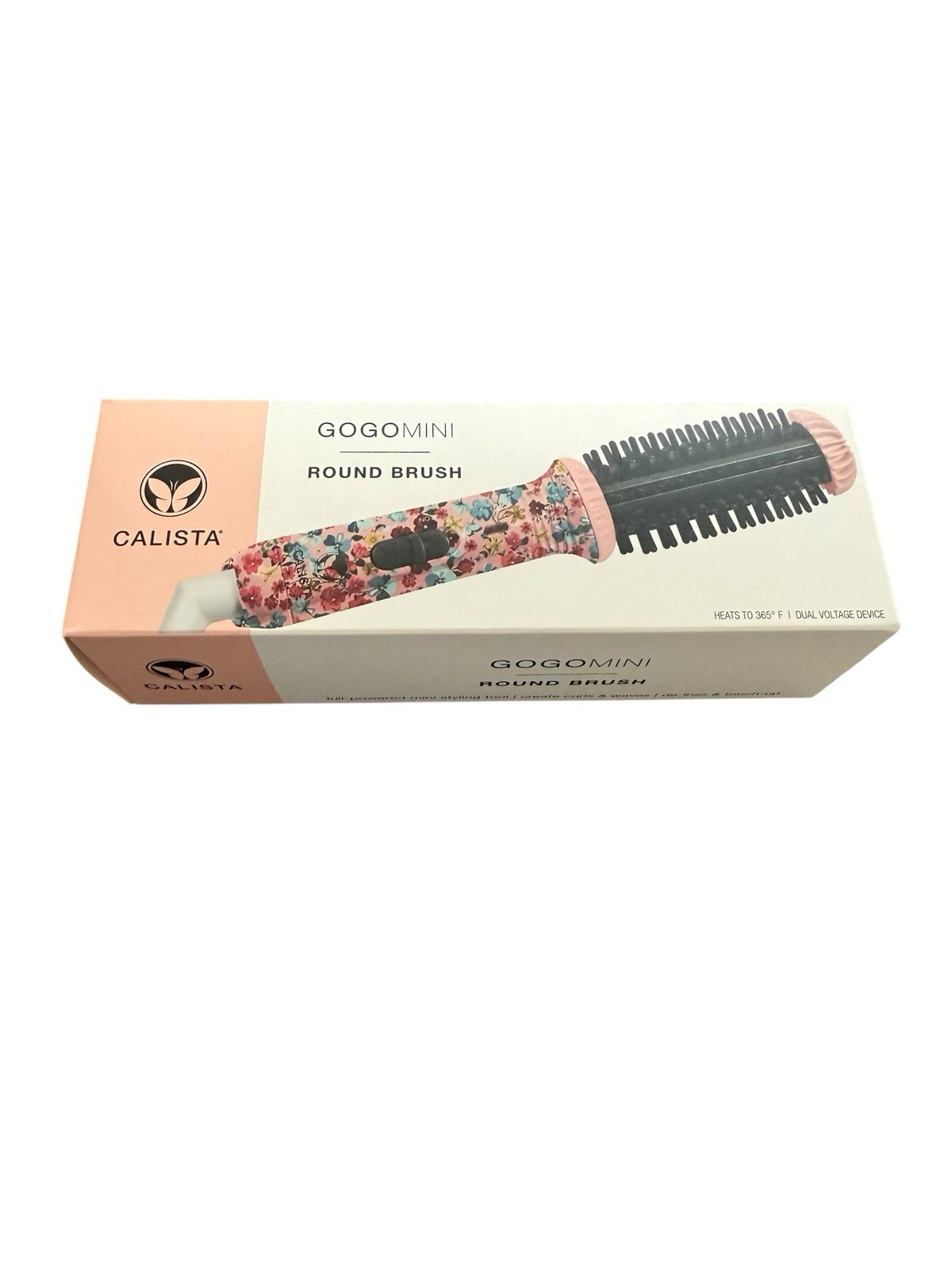 Calista GoGo Mini 1in Barrel Round Brush Hair Styling Tool Pink Floral