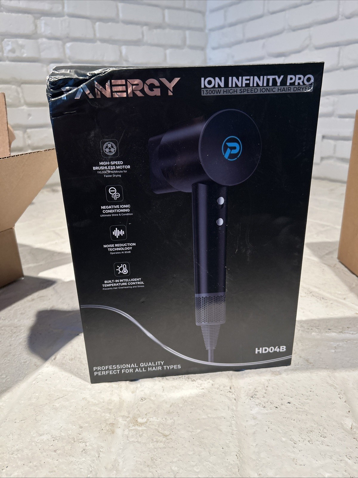 Panergy Ion Infinity Pro Hair Dryer HD04B Black 1300W High-Speed Ionic