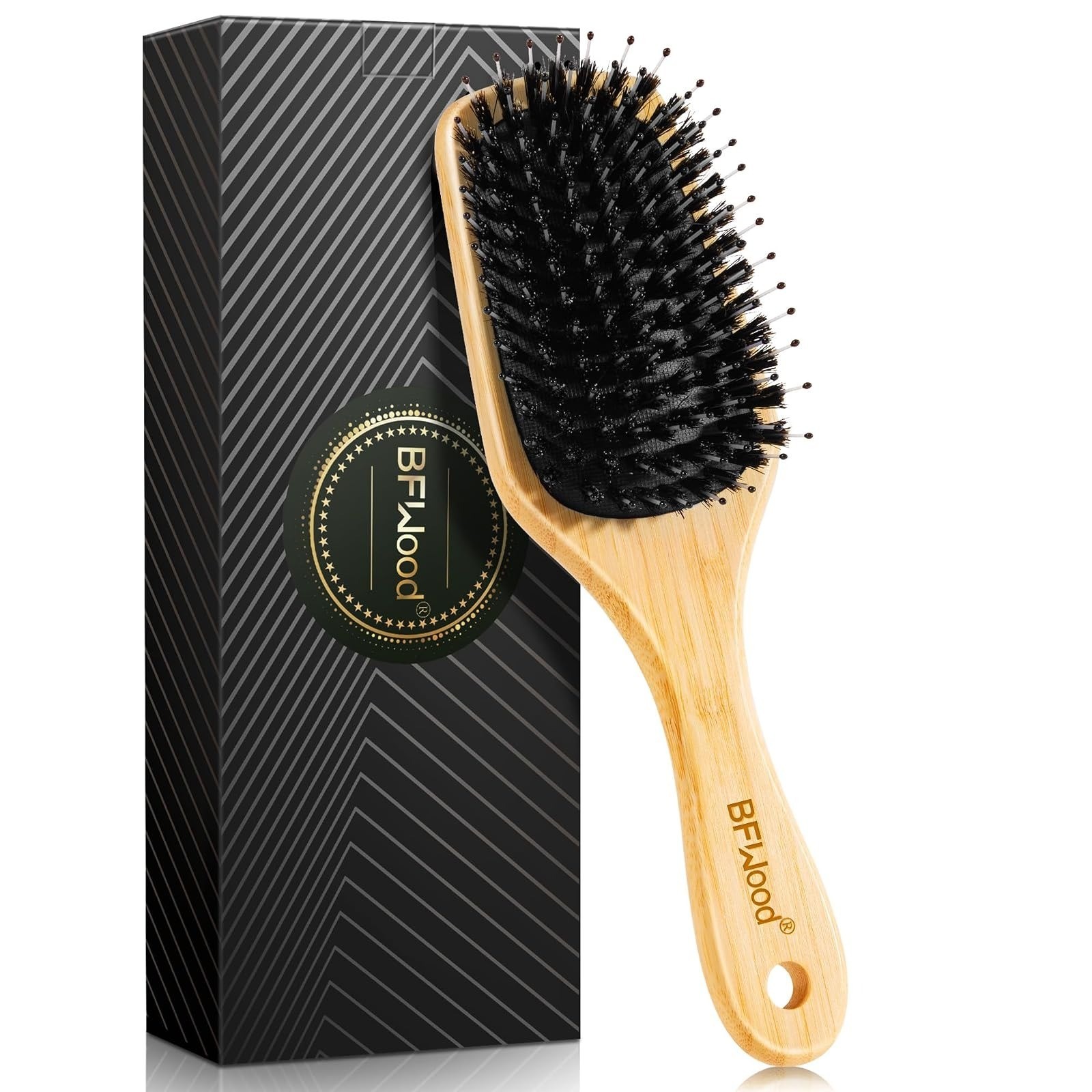 BFWood Bamboo Paddle Hair Brush Detangling Scalp Massage Anti-Static