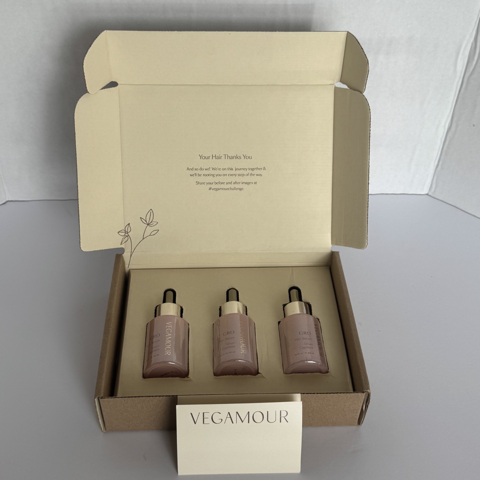 VEGAMOUR GRO Thinning Hair Serum 90 Day Supply 3 Bottles sealed in Box (new)