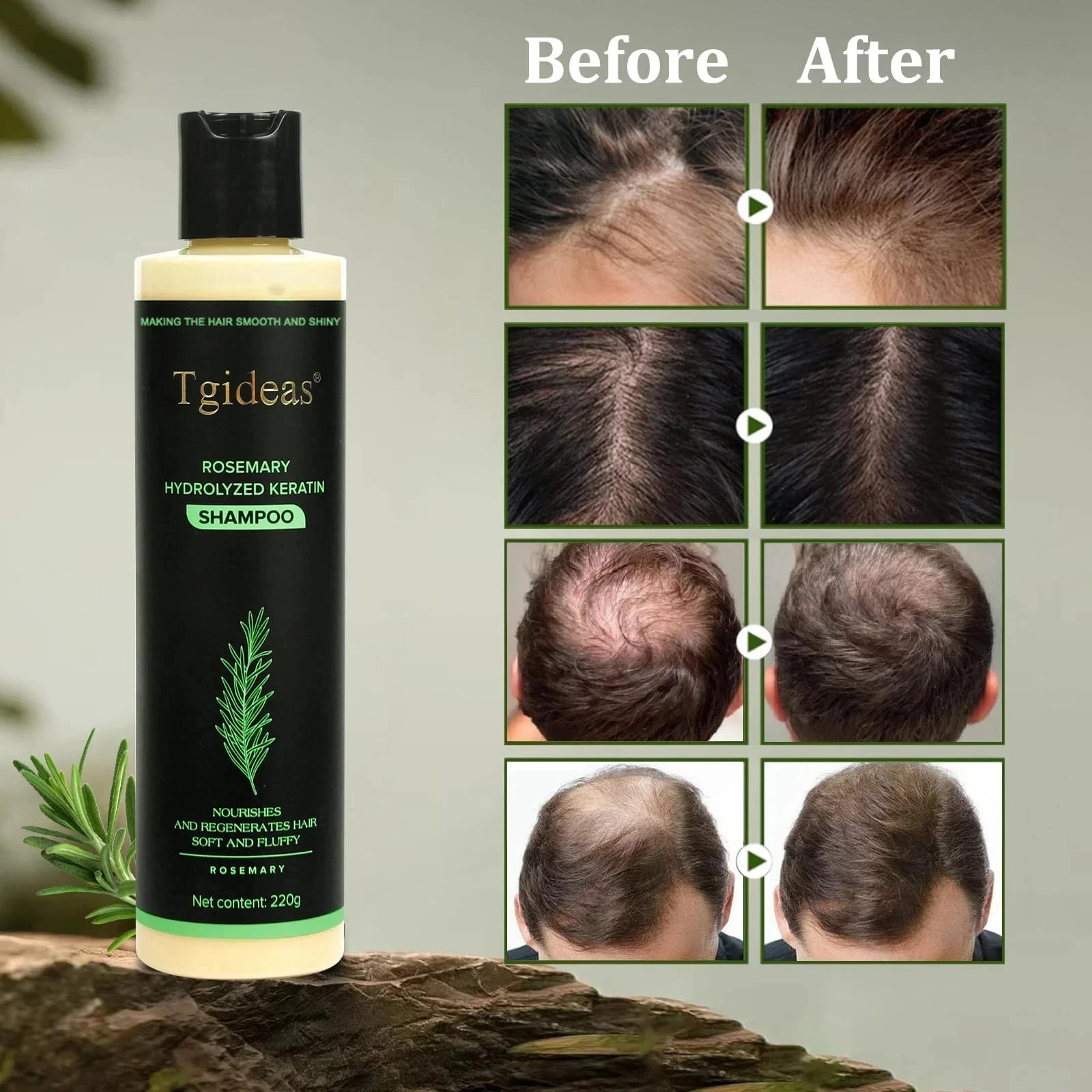 Tgideas System Rosemary Shampoo + pink conditioner to Reduce Hair Loss