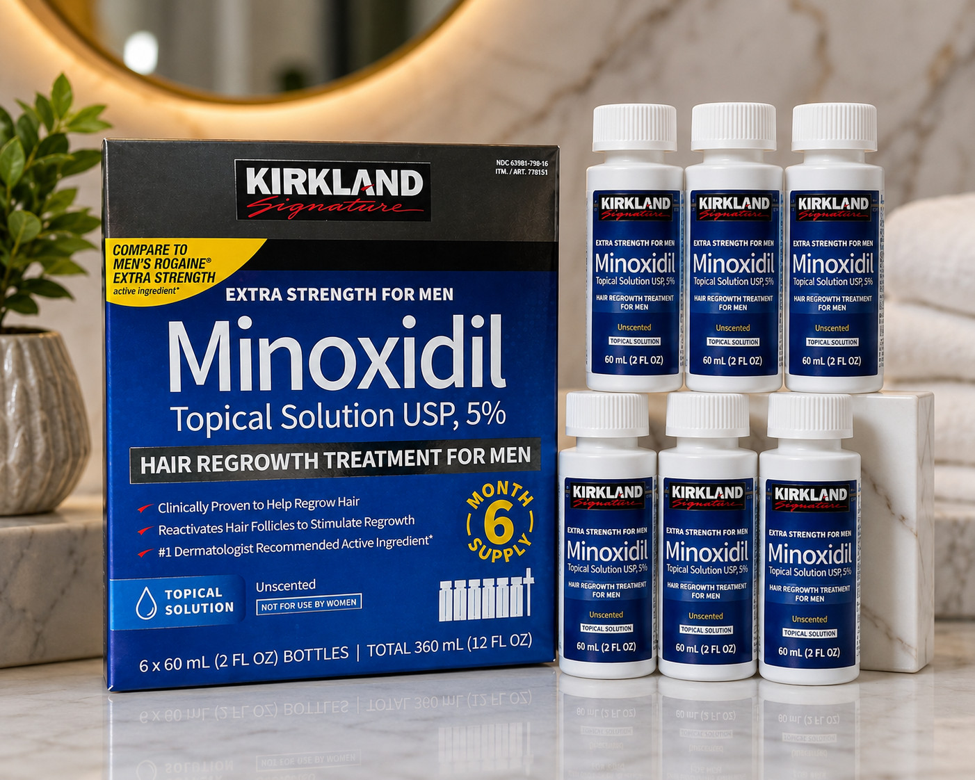 Minoxidil 5% Extra Strength Men 6 Month Supply Hair Regrowth Solution Free Ship