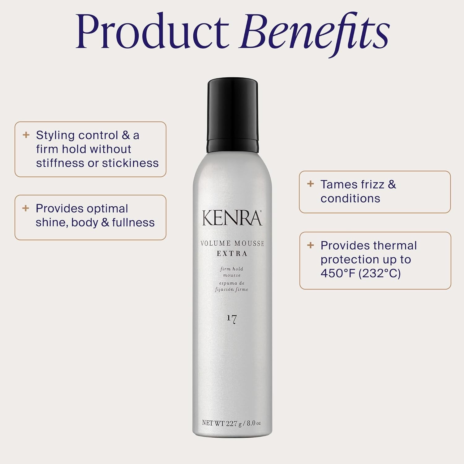Kenra Volume Mousse Extra Firm Hold Mousse Tenue Ferme 17 – 8 oz