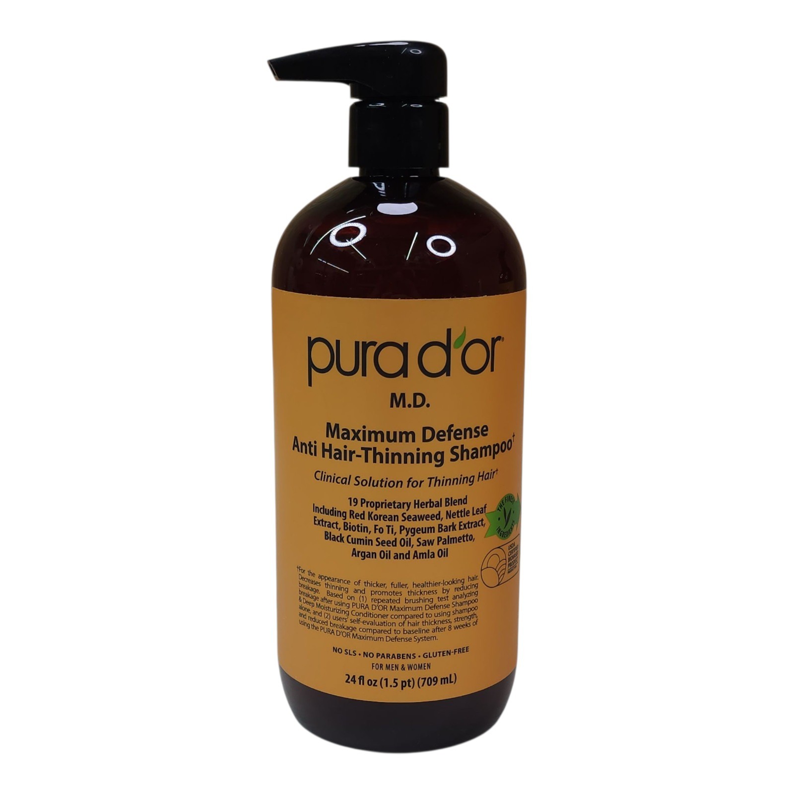 Pura Dor M.D. Maximum Defense Anti Hair-Thinning Shampoo Clinical Solution 24 oz