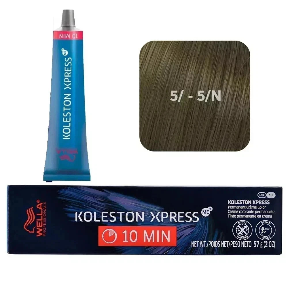 Wella Koleston Xpress Permanent Hair Color Cream. 2 Oz, 10 Min- 5-5/N Light Brow