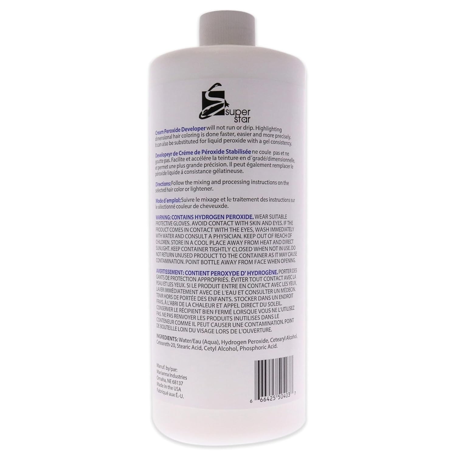 Marianna Super Star Stabilized Cream Peroxide Developer 40 Volume 32 Fl oz.