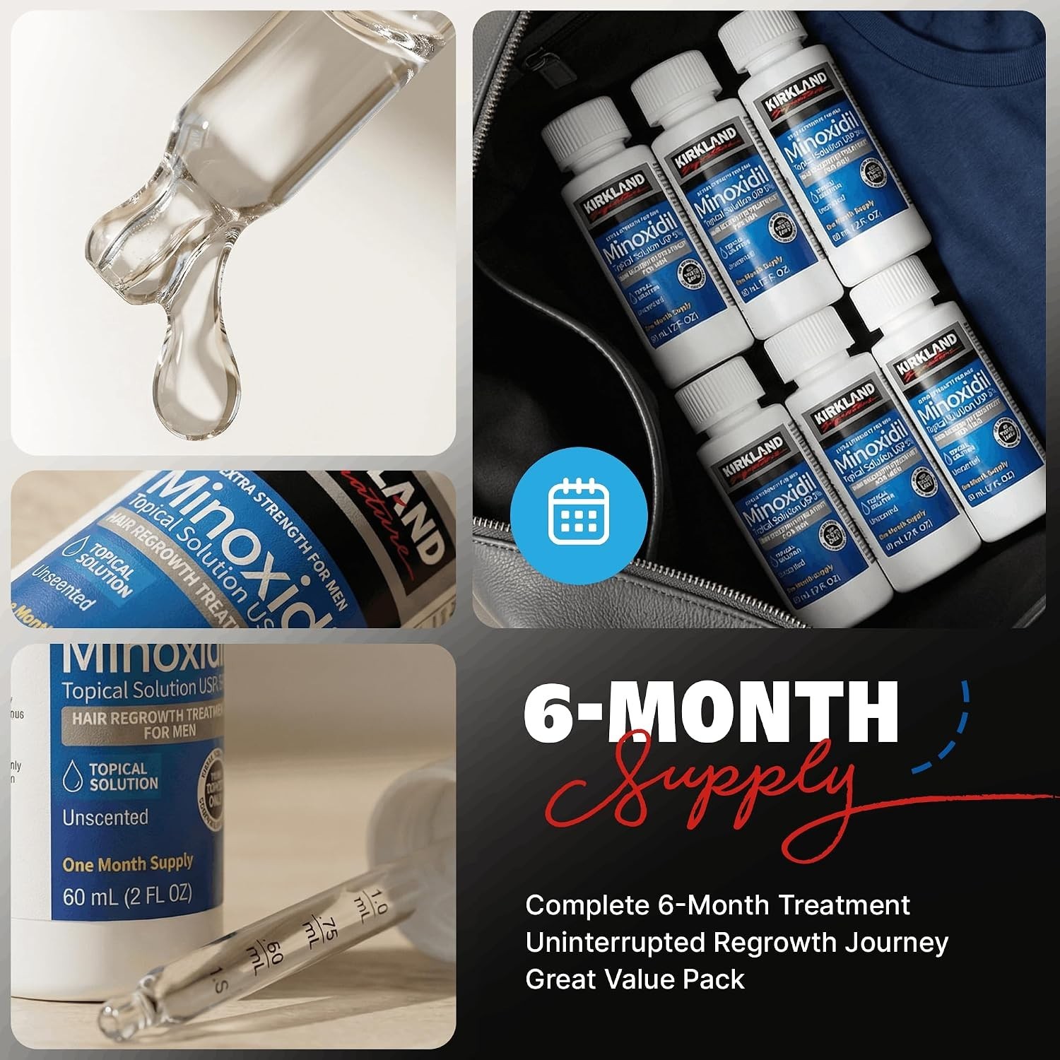 Minoxidil Liquid Extra Strength Hair Regrowth Treatment for Men, 5% Topical Solu