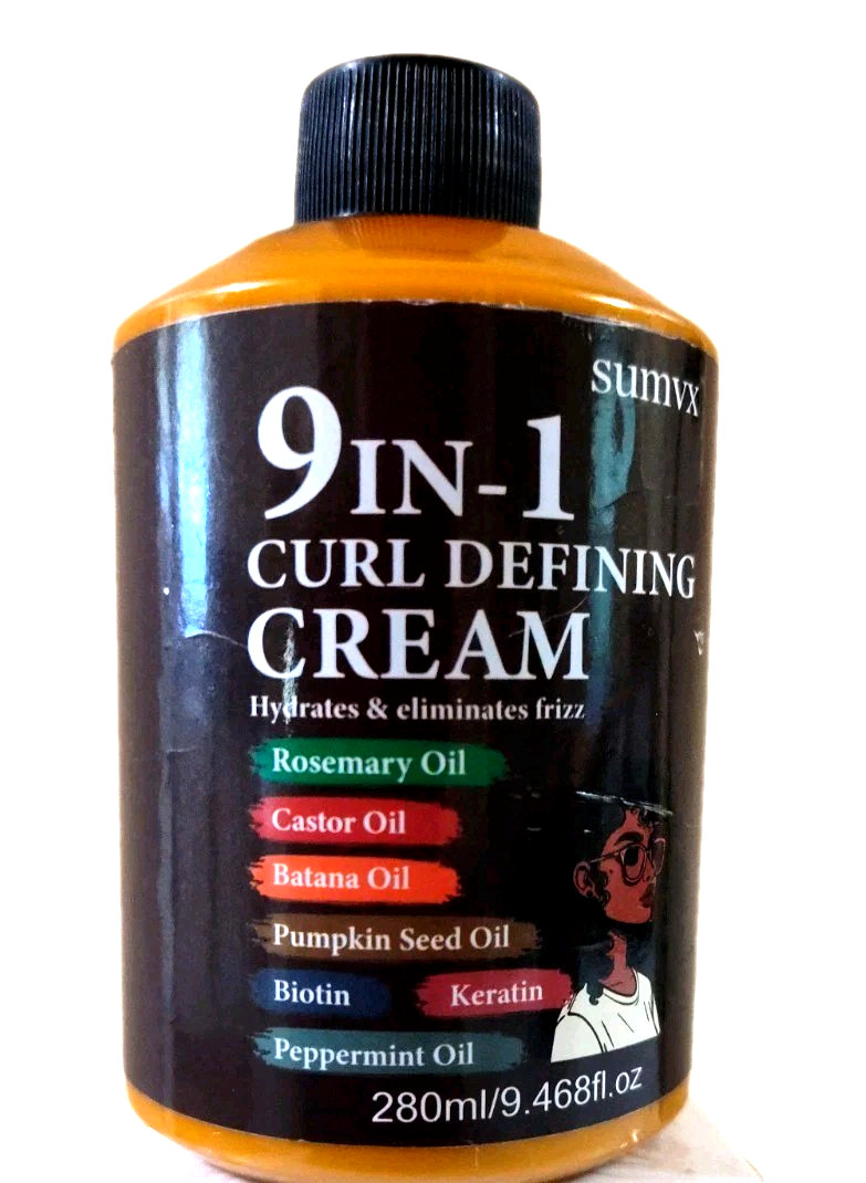 Sumvx 9-in-1 Curl Defining Cream Moisturizing Adult Unisex Styling Cream 9.5 0z