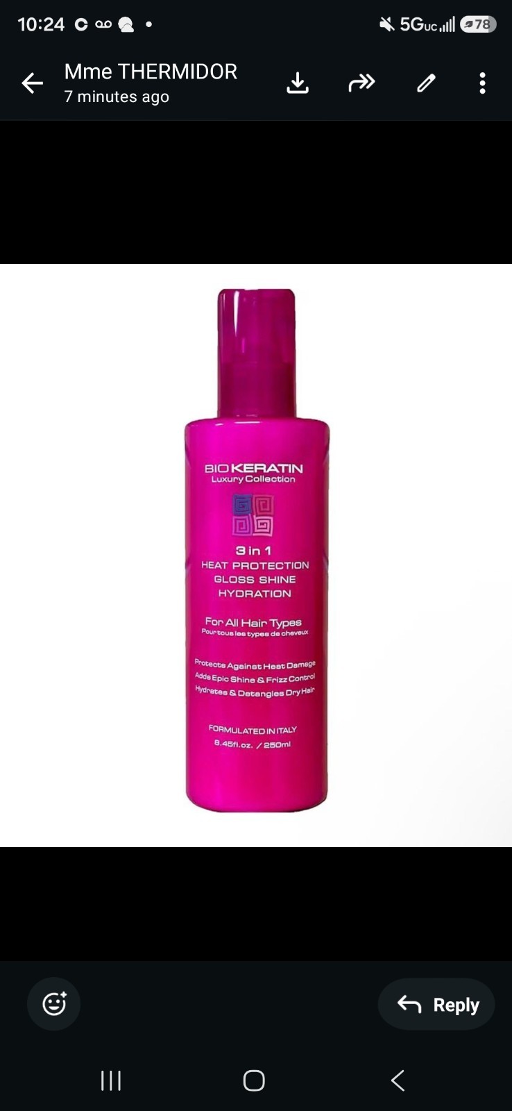 BIOKERATIN Luxury Collection Keratin Heat Protect Spray Shine Hydration 8.45oz