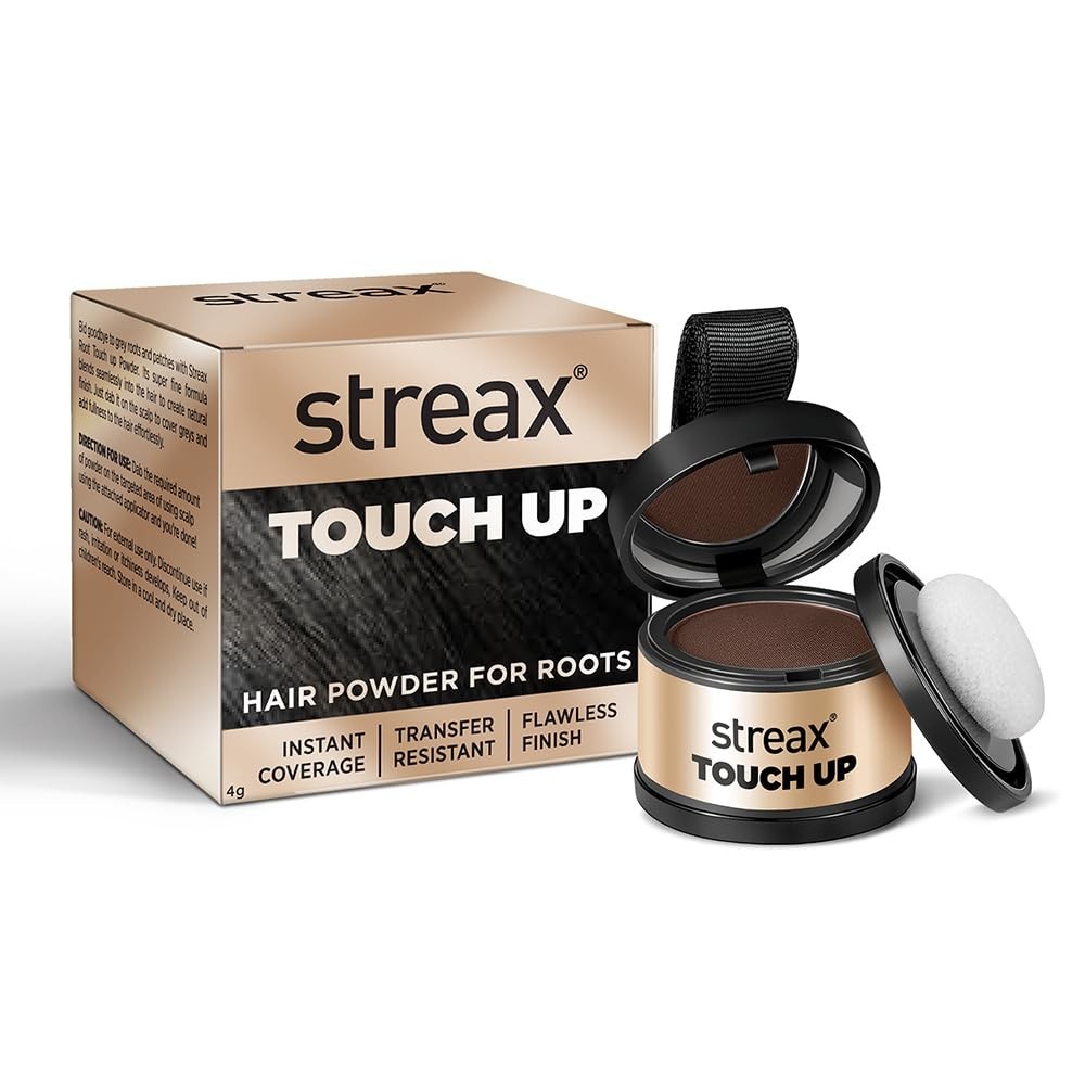 Streax Hair Root Touch Up for Grey Hair Brown 4gm Covers Grey Hair & Bald Patche