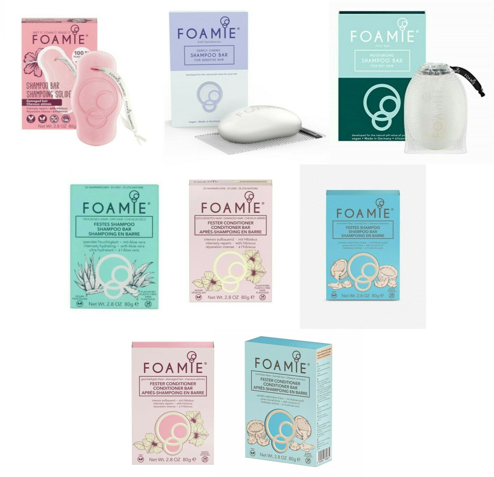 Foamie Shampoo Conditioner Natural Soap Bars Made in Germany 2.8 oz. CHOOSE