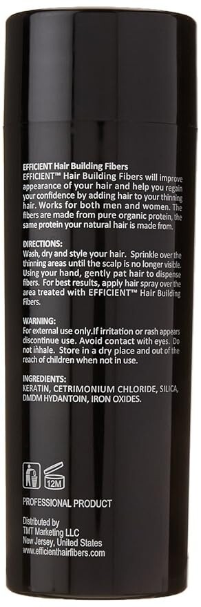 EFFICIENT Black Hair Loss Powder Concealer Thickening Fibers, Look so real 28g