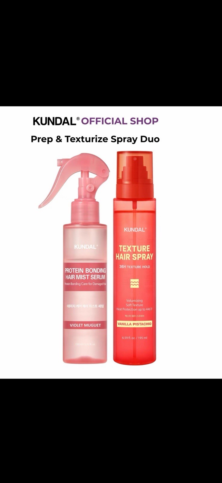 KUNDAL Prep & Texturize Spray Duo Hair Mist & Hairspray Heat Protect 195/150ml