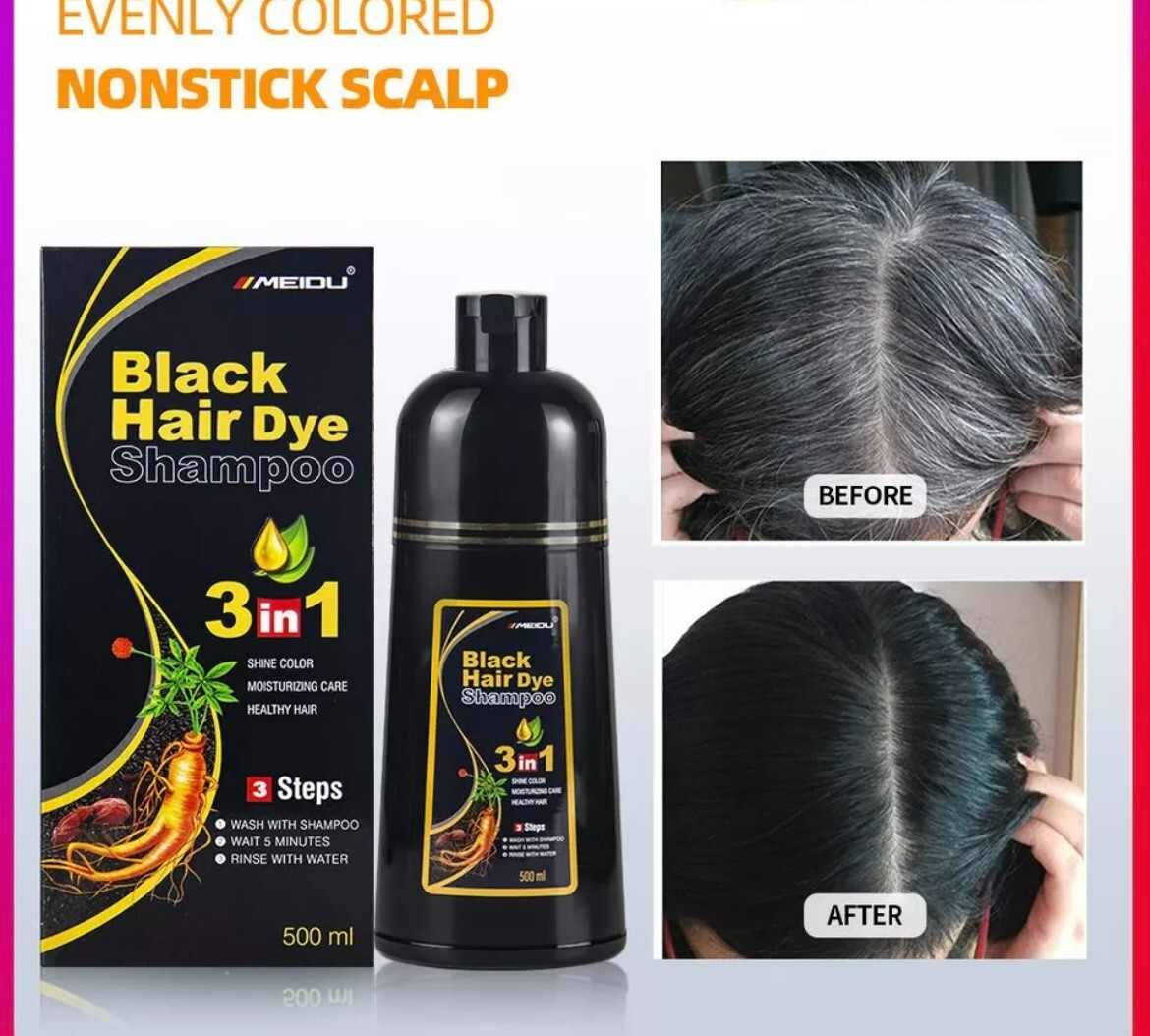 Black, Dark Brown Hair Dye Shampoo Instant 3 in 1 +100% Grey Coverage NEW SEALED