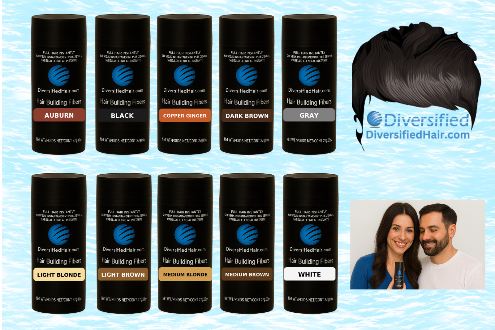 Diversified Hair™ Hair Fibers 27.5g + Spray Applicator Bundle