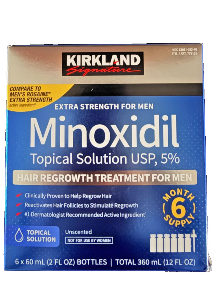 Kirkland Minoxidil 5% Extra Strength Men 6 Month Supply Hair Regrowth EXP 08/27+