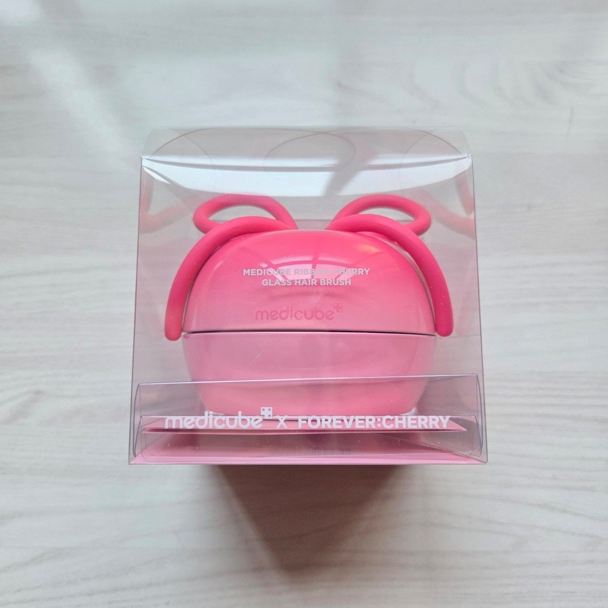 medicube x FOREVERCHERRY Hair Brush Ribbon Cherry Pink Detangling