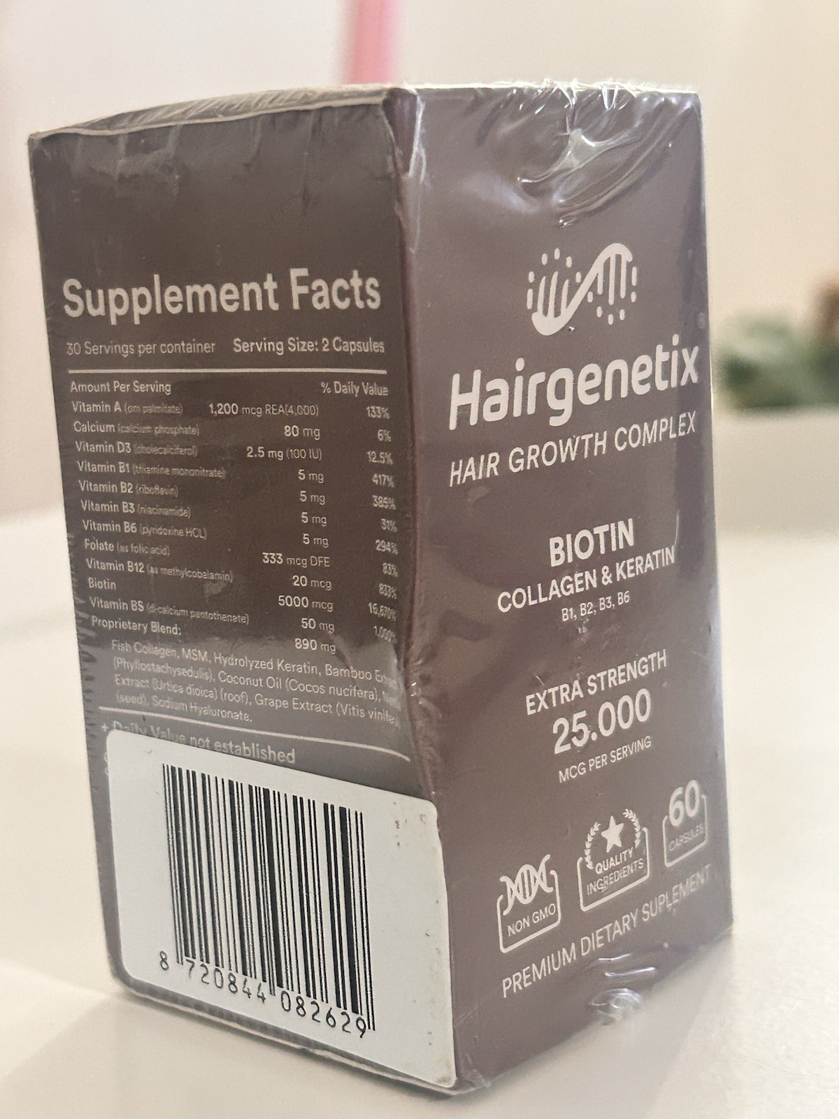 Hairgenetix Hair Growth Complex Biotin Collagen & Keratin Extra Strength – 60￼