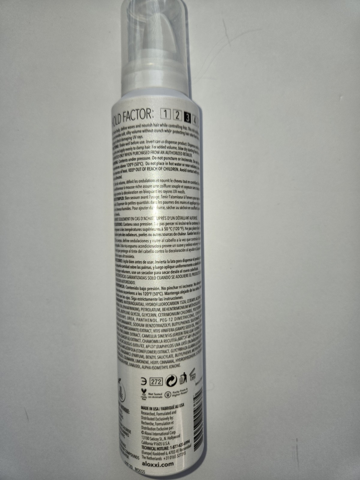 Aloxxi Style Volumizing Whip Conditioning Mousse Medium Hold Panthenol 7oz