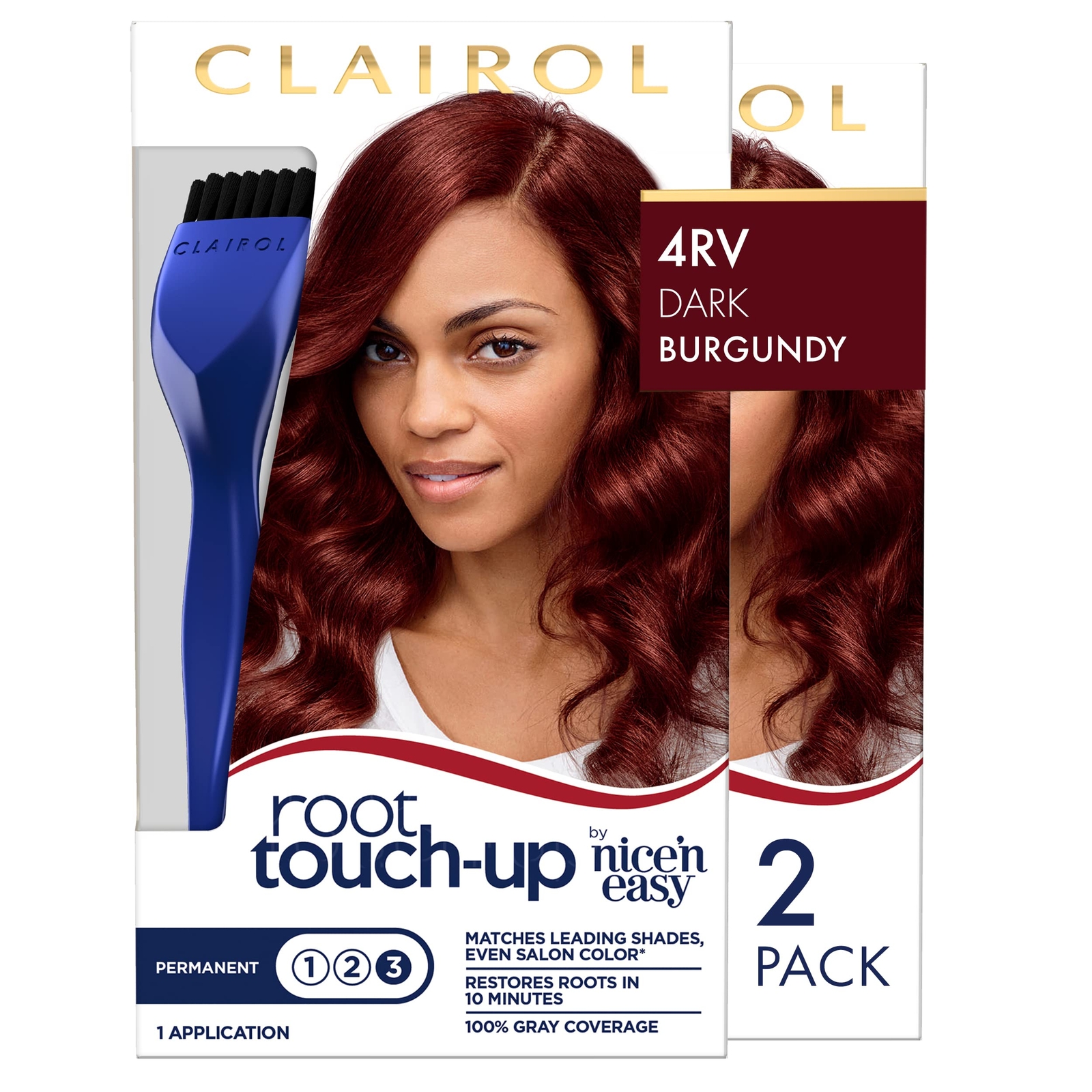 Clairol Root Touch-Up by Nice’n Easy Permanent Hair Dye, 4RV Dark Burgundy Hair