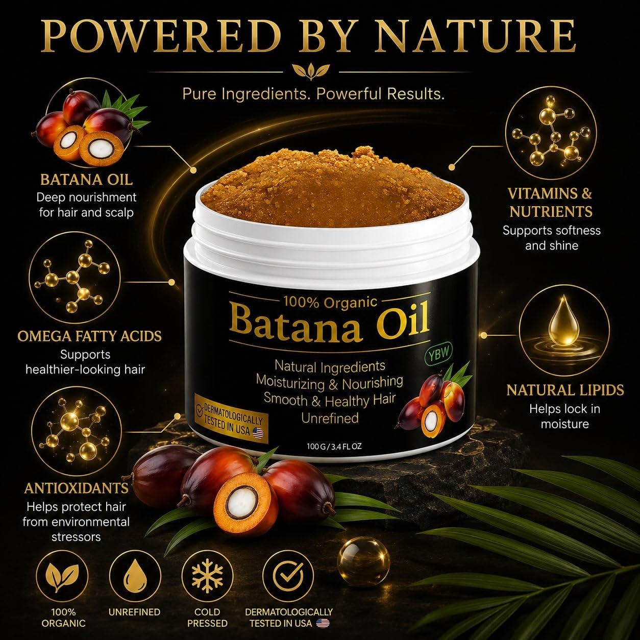 Dr. Sebi’s 100% Pure Batana Oil for Hair Growth – Nourishing & Moisturizing Oil