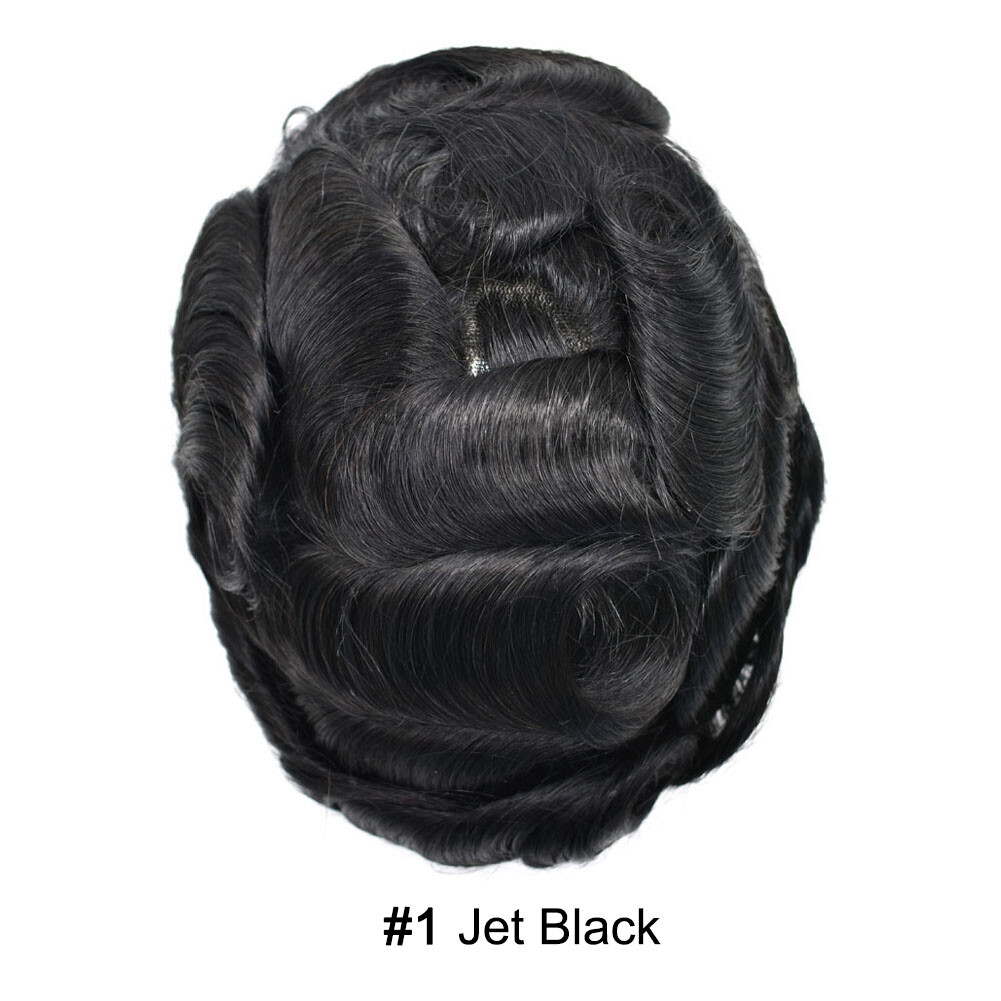 Full Lace Mens Hair Piece Natural Human Hair Systems Toupee for Male Wig Unit US