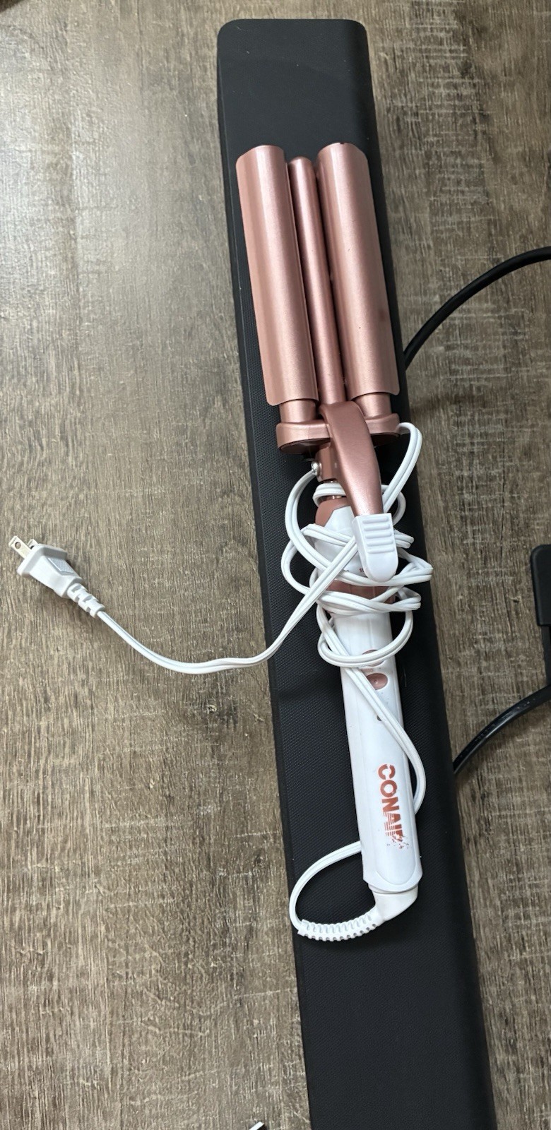 Conair Triple Barrel Hair Waver Curling Iron, Corded Electric, White/Pink