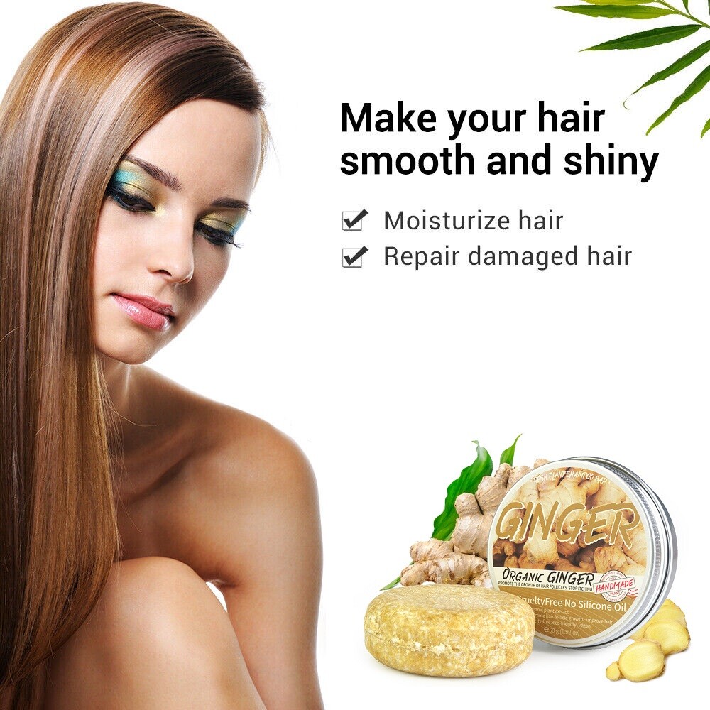 3pcs Organic Ginger Hair Regrowth Shampoo Bar Anti Hair Loss Ginger Shampoo Soap