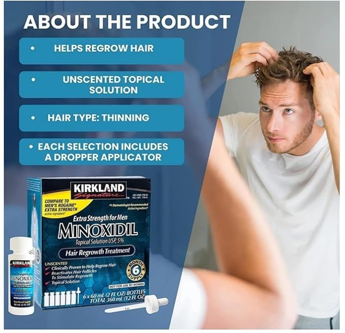 Minoxidil 5% Extra Strength Kirkland Signature for Men Hair Regrowth 6 Month