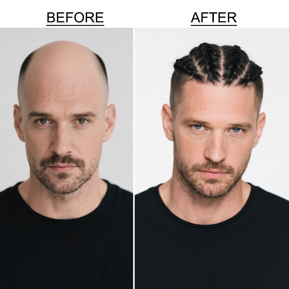 Cornrow Braids Toupee for Men Hairpiece Box Braided Mens Hair Unit Male Braiding
