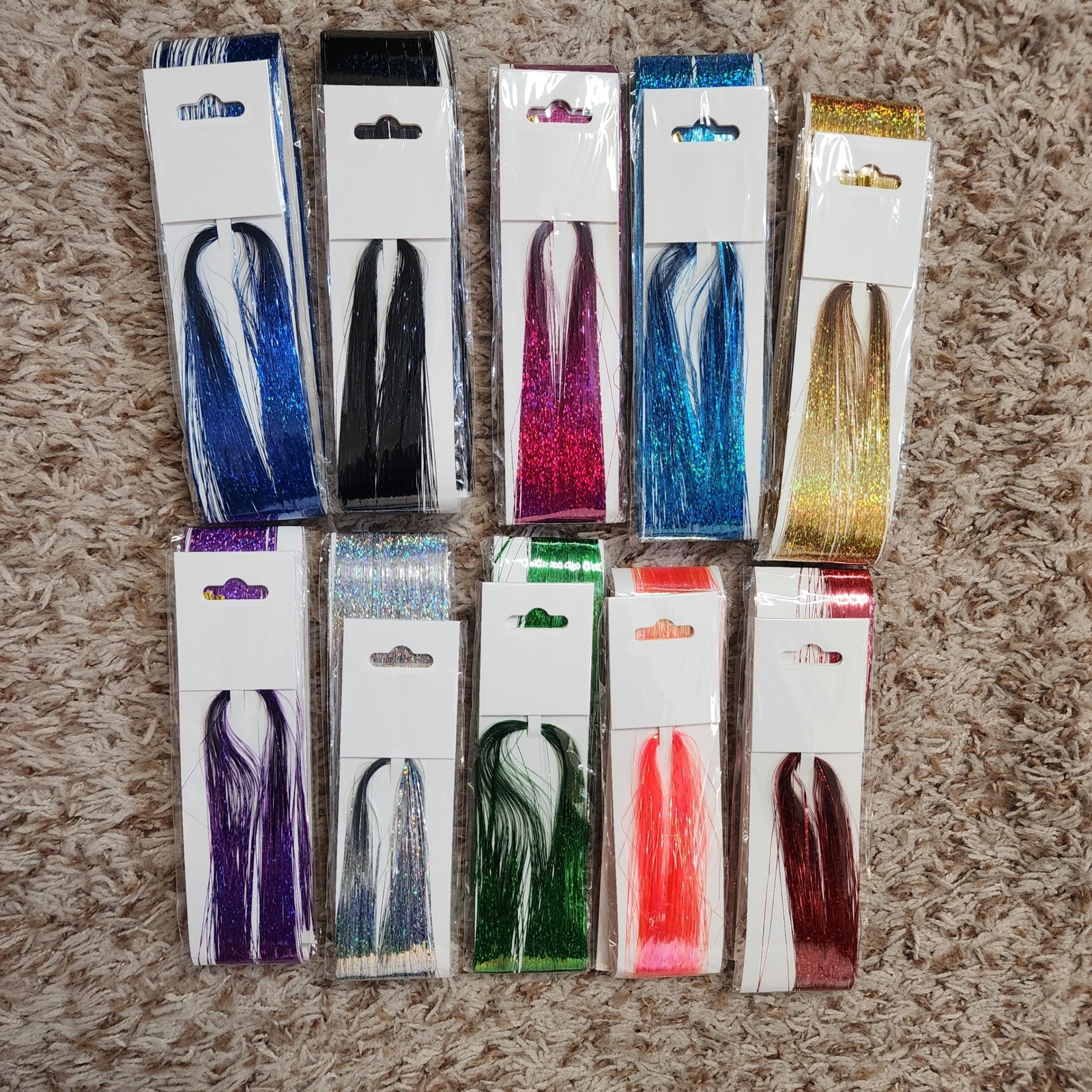 Unbranded Hair Tinsel Set Womens OS Multicolor 10 Pack Sparkle Strands Accessory