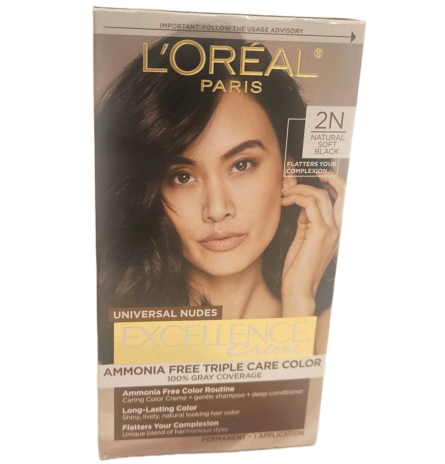 L’Oreal Excellence Creme 2N Natural Soft Black Ammonia Free Permanent Hair Color