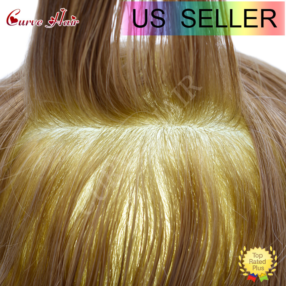 Mens Toupee Human Hairpiece Full Poly Thin Skin Hair Replacement System Wig Unit