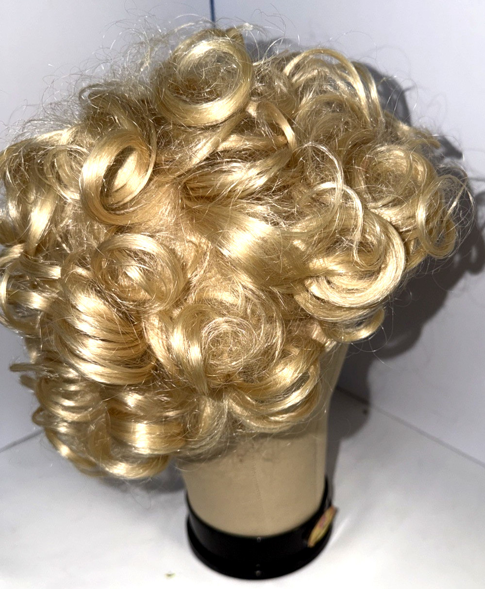 Vintage Curly Wig Short Ash Blonde Synthetic Modacrylic China Japan Fiber